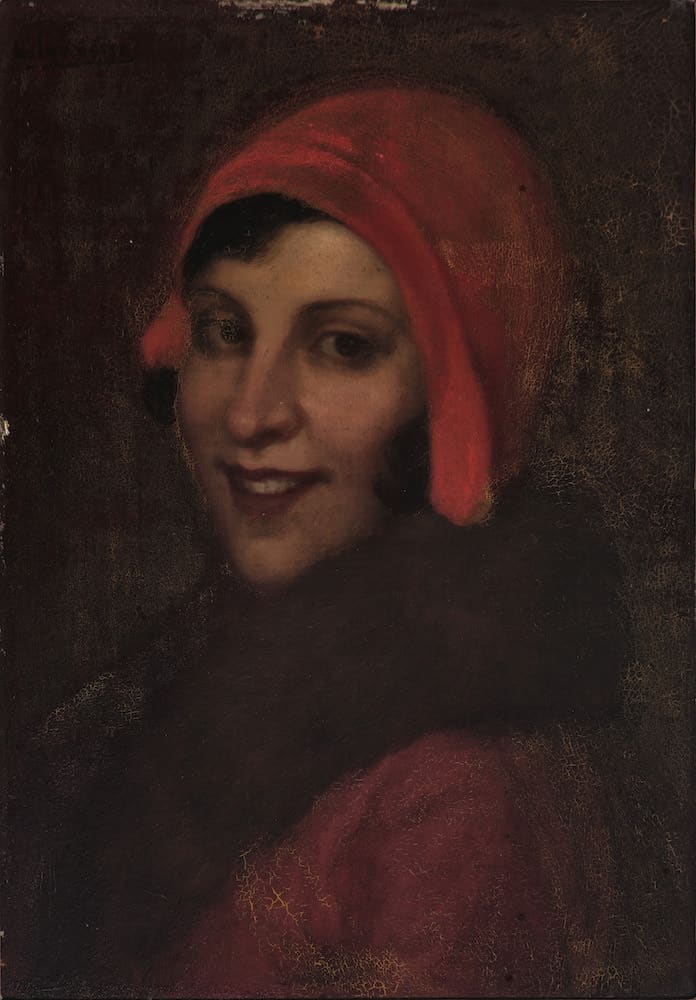 Busto de mujer en rojo